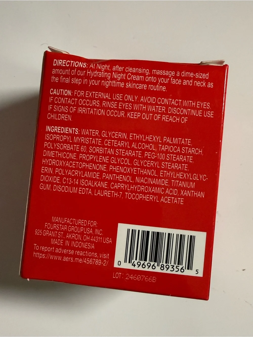 Revitalizing Hydrating Night Cream - Red